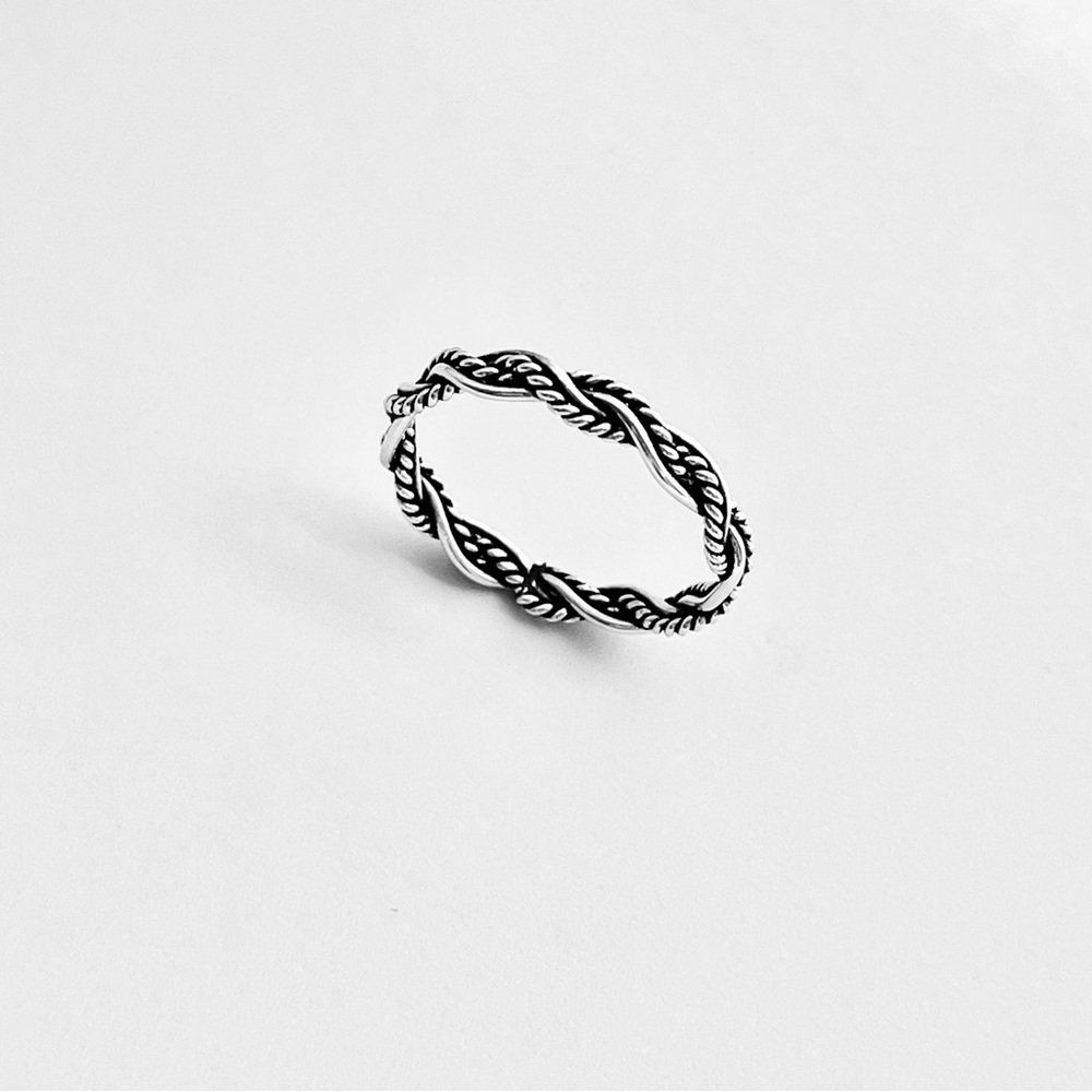 Sterling Silver Unisex Twisted Rope Ring, Silver Band, Braid Rings, Stackable - Picture 8 of 13